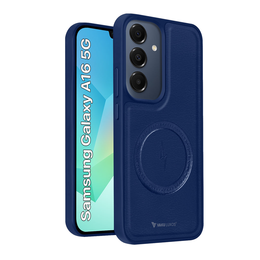 Vaku ® Samsung Galaxy A16 5G Maxtron Leather Stitched Magnetic Magsafe Non-Slip Grip Shockproof Back Cover