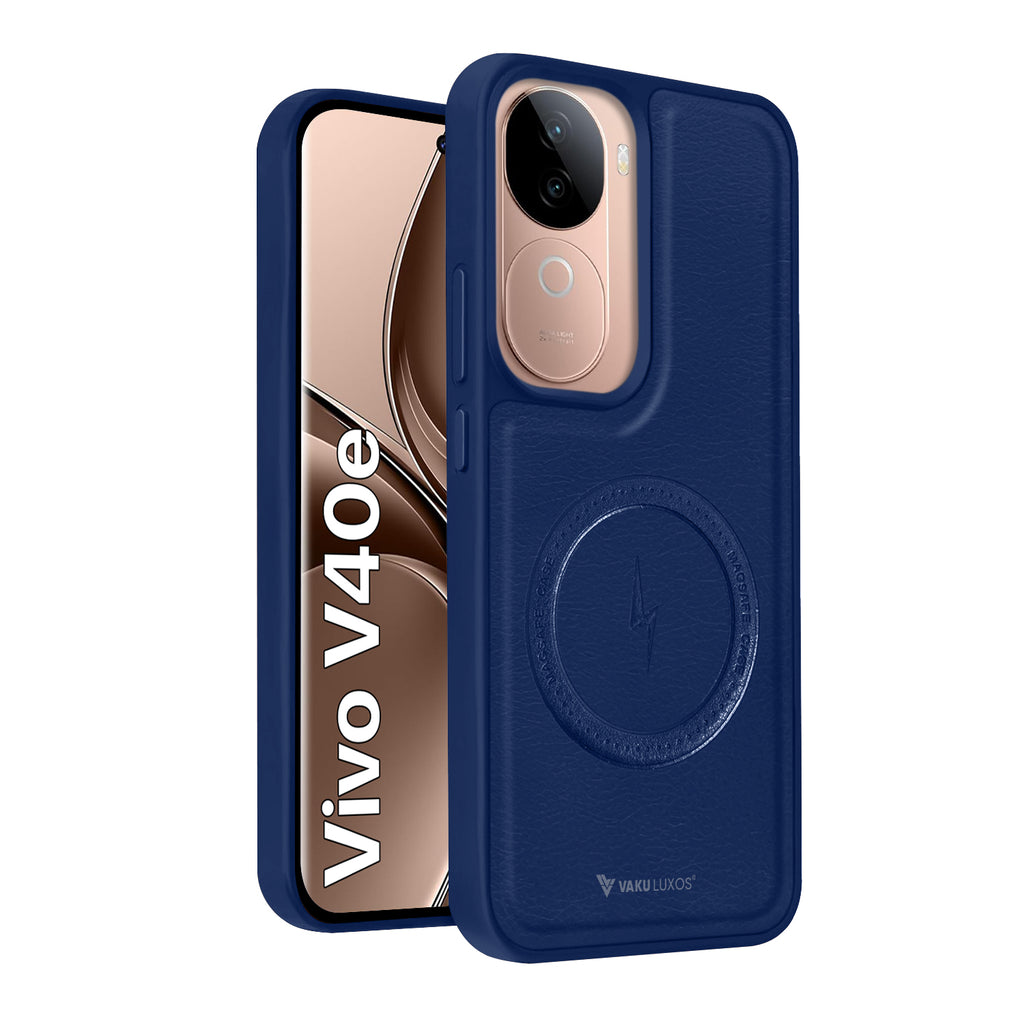 Vaku ® Vivo V40e 5G Maxtron Leather Stitched Magnetic Magsafe Back Cover