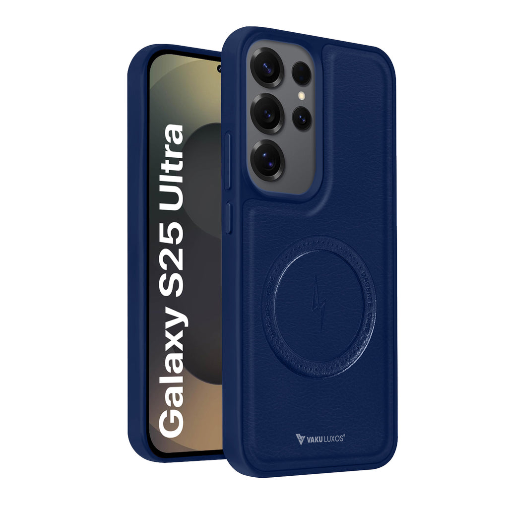 Vaku ® Samsung Galaxy S25 Ultra Maxtron Leather Stitched Magnetic Magsafe Non-Slip Grip Shockproof Back Cover