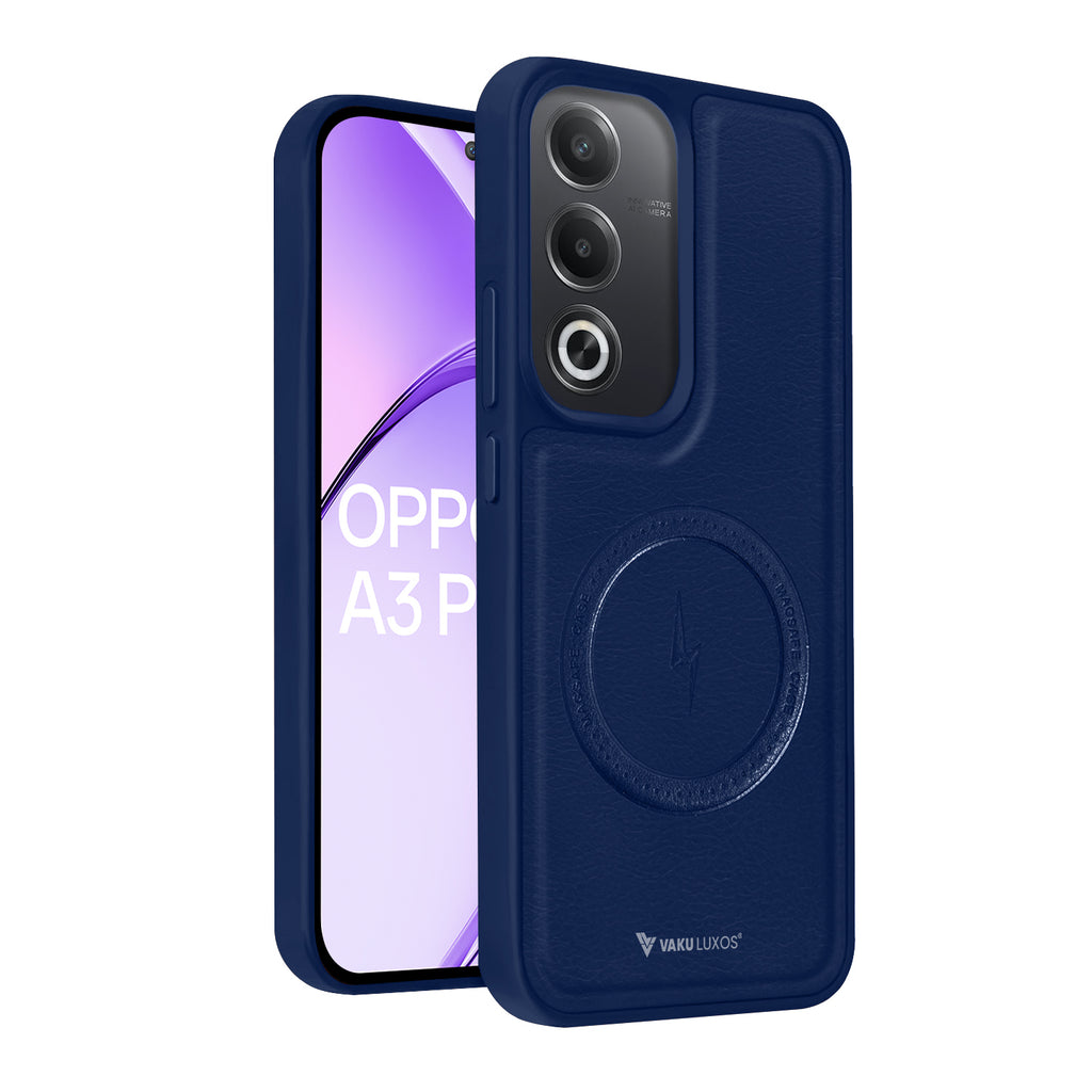 Vaku ® Oppo A3 Pro 5G Maxtron Leather Stitched Magnetic Magsafe Back Cover