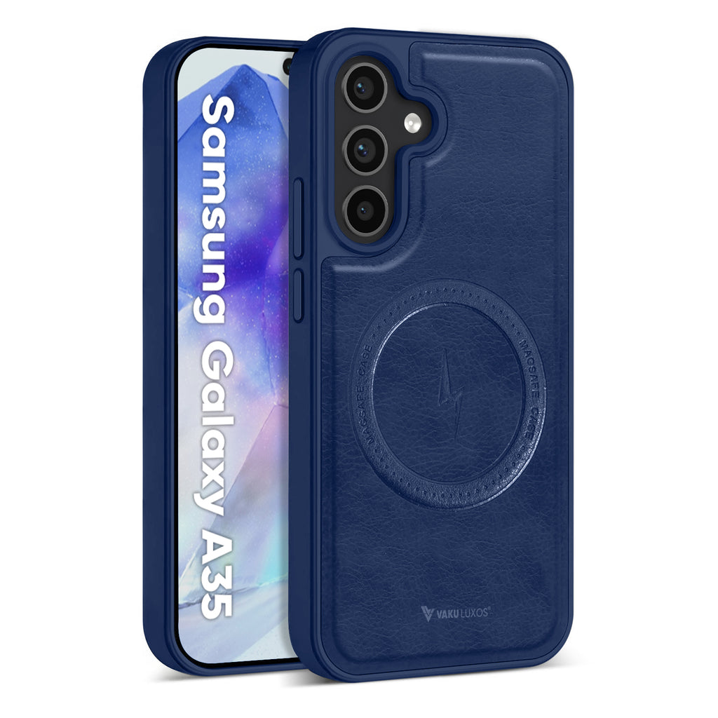 Vaku ® Samsung Galaxy A35 5G Maxtron Leather Stitched Magnetic Magsafe Back Cover