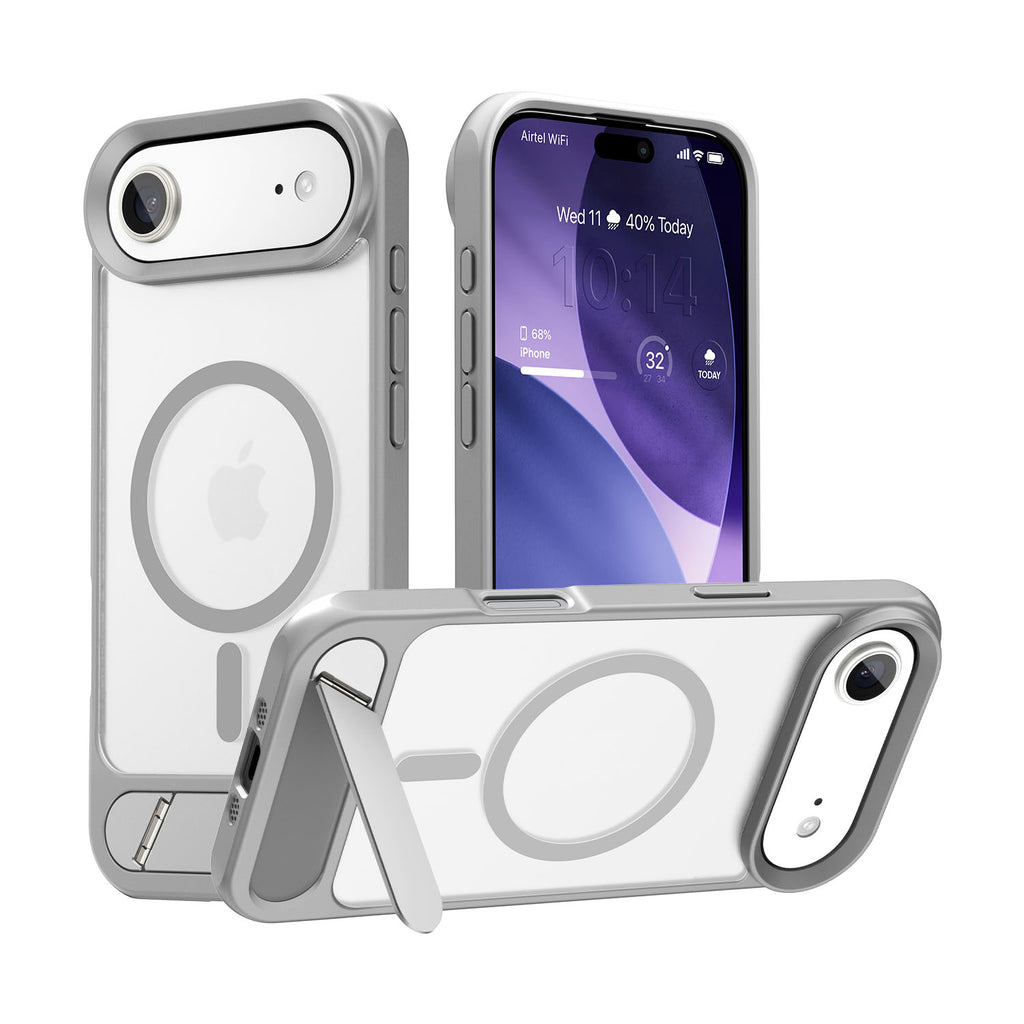 Vaku Luxos ® Apple iPhone 17 Air Zennix Magpro Scratch Resistant Camera Screen Protector Case with Stand Holder Shockproof Protective Back cover