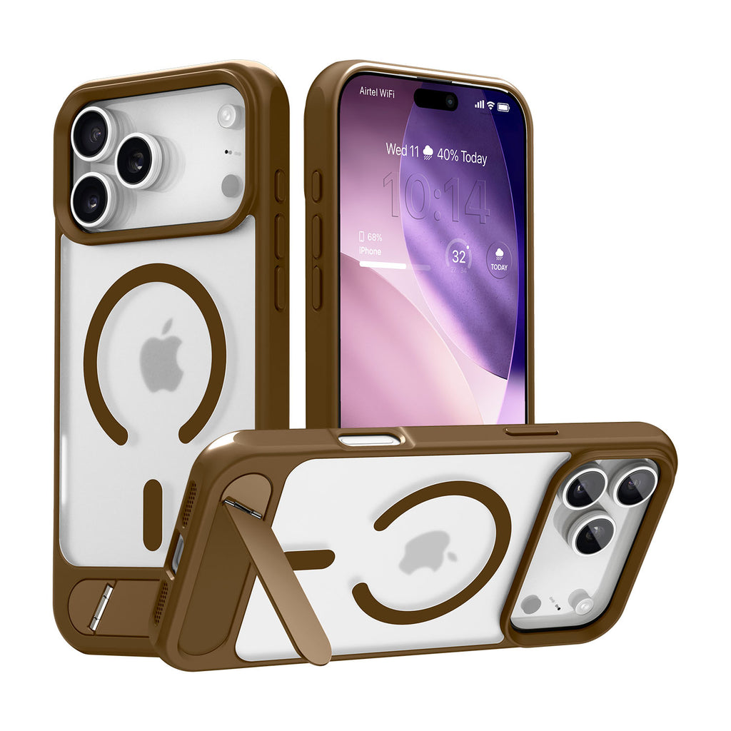 Vaku Luxos ® Apple iPhone 17 Pro Max Zennix Magpro Scratch Resistant Camera Screen Protector Case with Stand Holder Shockproof Protective Back cover
