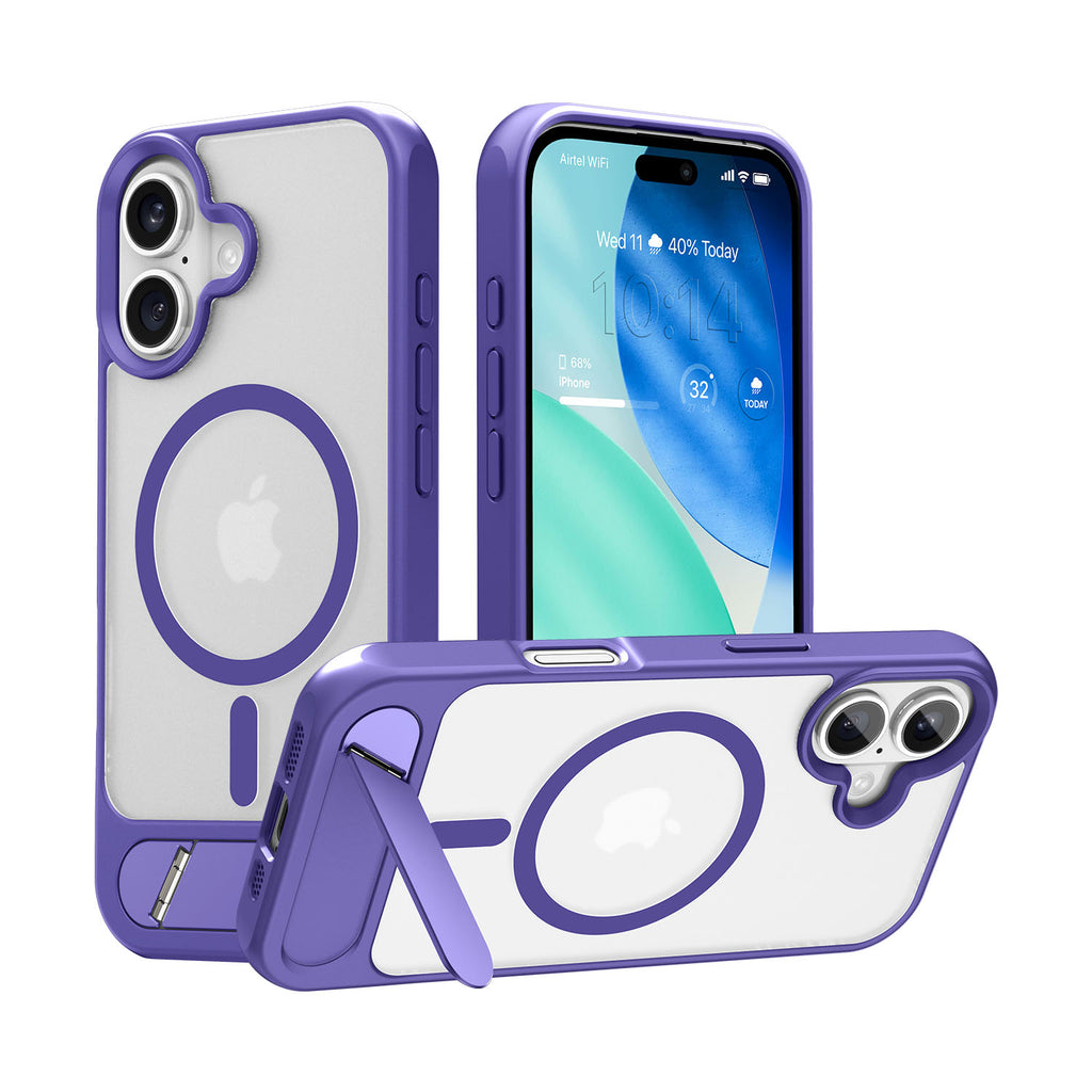 Vaku Luxos ® Apple iPhone 17 Zennix Magpro Scratch Resistant Camera Screen Protector Case with Stand Holder Shockproof Protective Back cover