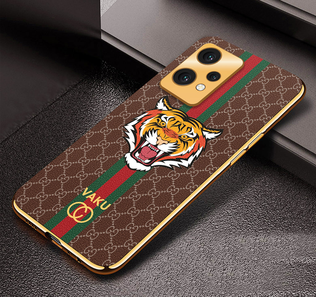 Vaku® OnePlus Nord CE 2 Lite 5G Lynx Designer Leather Pattern Gold Electroplated Soft TPU Back Cover Case