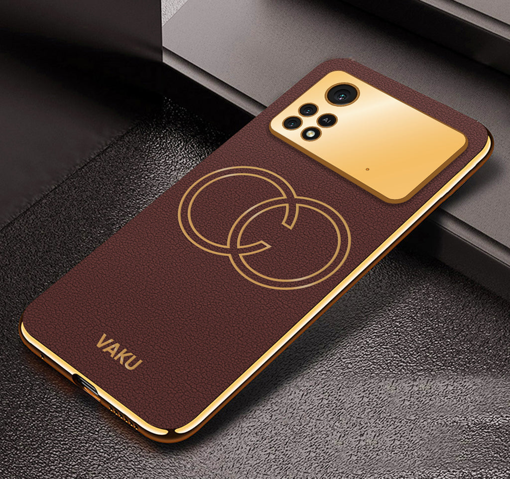 Vaku® Xiaomi Redmi M4 Pro Skylar Series Leather Stitched Gold Electroplated Soft TPU Back Cover