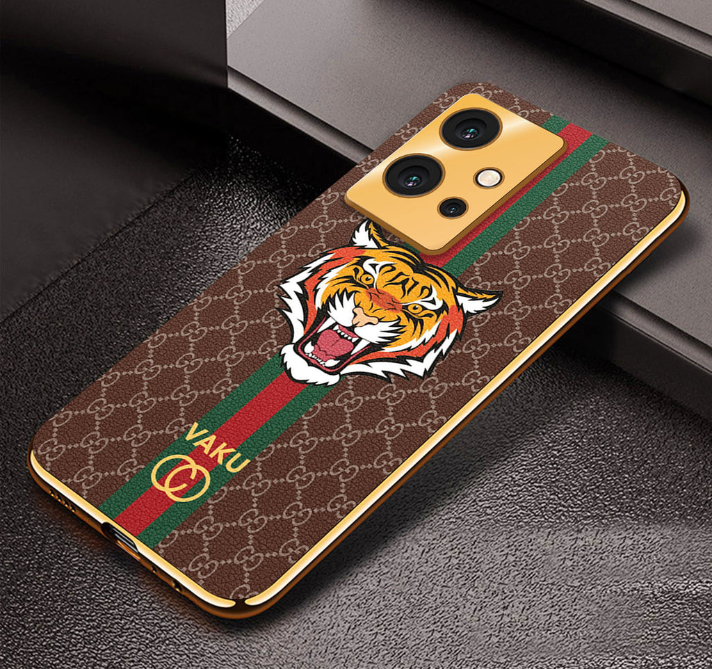 Vaku ® Vivo Y75 5G Lynx Designer Leather Pattern Gold Electroplated Soft TPU Back Cover Case