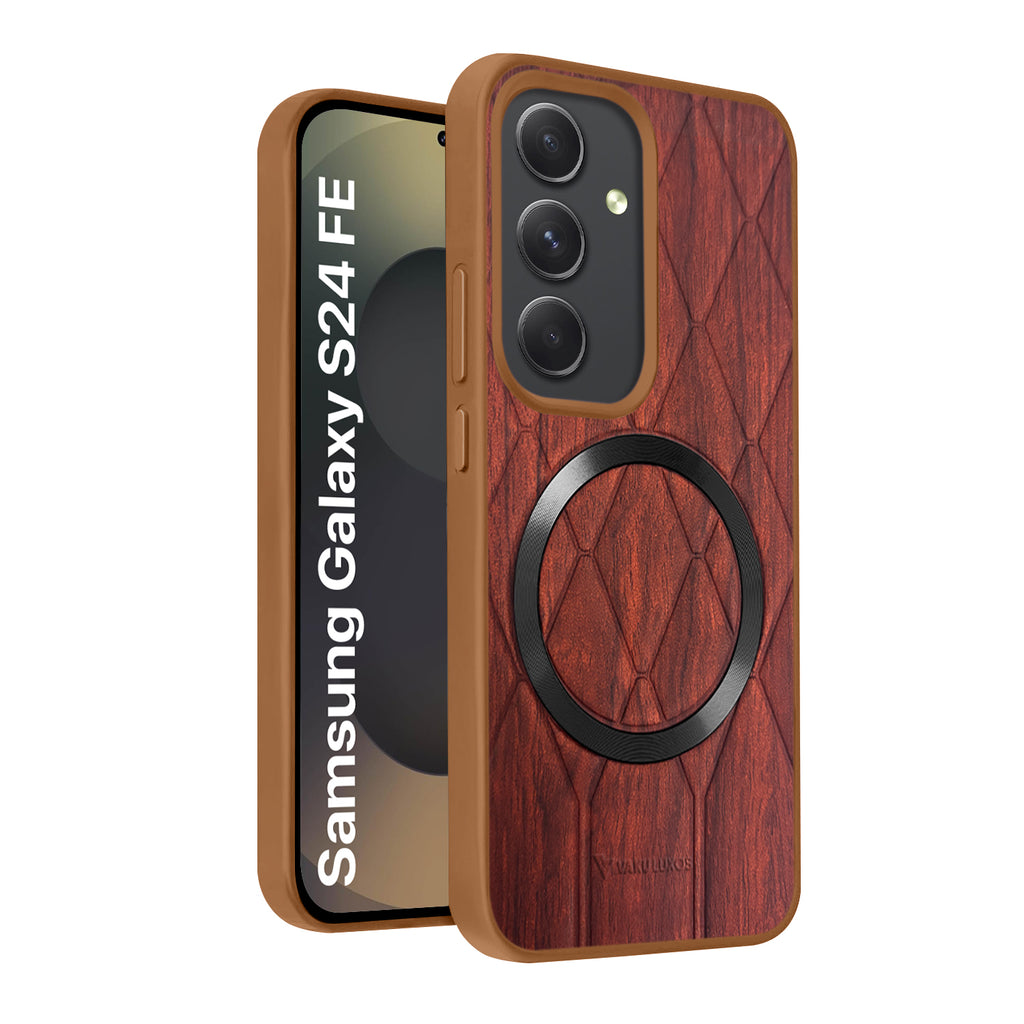 Vaku ® Samsung Galaxy S24 FE Diamond Plume Pattern Magnetic Magsafe Matte Soft-Touch Texture Back Cover