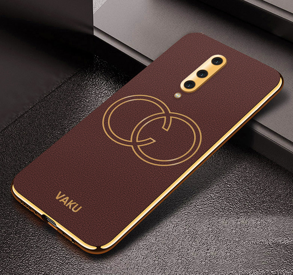 Vaku® OnePlus 8 Skylar Leather Pattern Gold Electroplated Soft TPU Back Cover