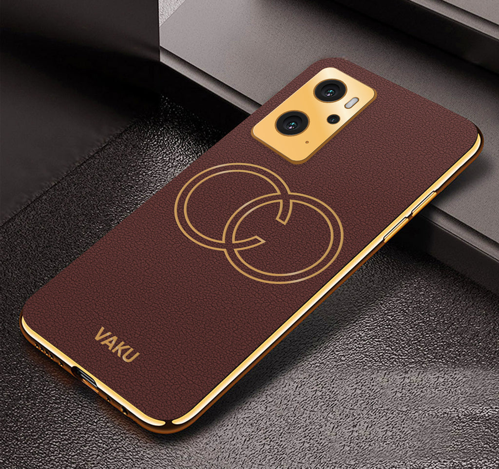 Vaku® Oppo K10 4G Skylar Leather Pattern Gold Electroplated Soft TPU Back Cover