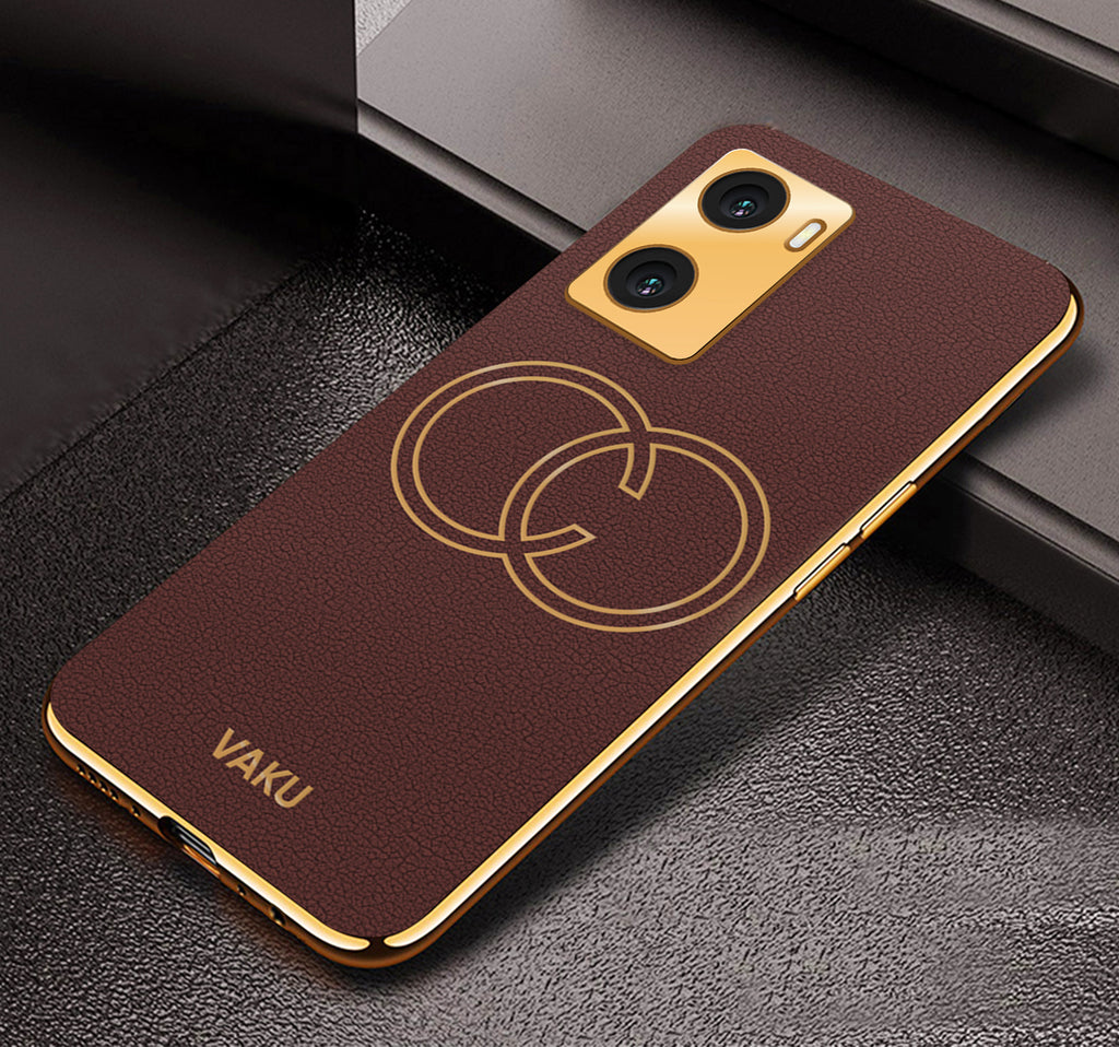 Vaku® Oppo A57 4G Skylar Leather Pattern Gold Electroplated Soft TPU Back Cover