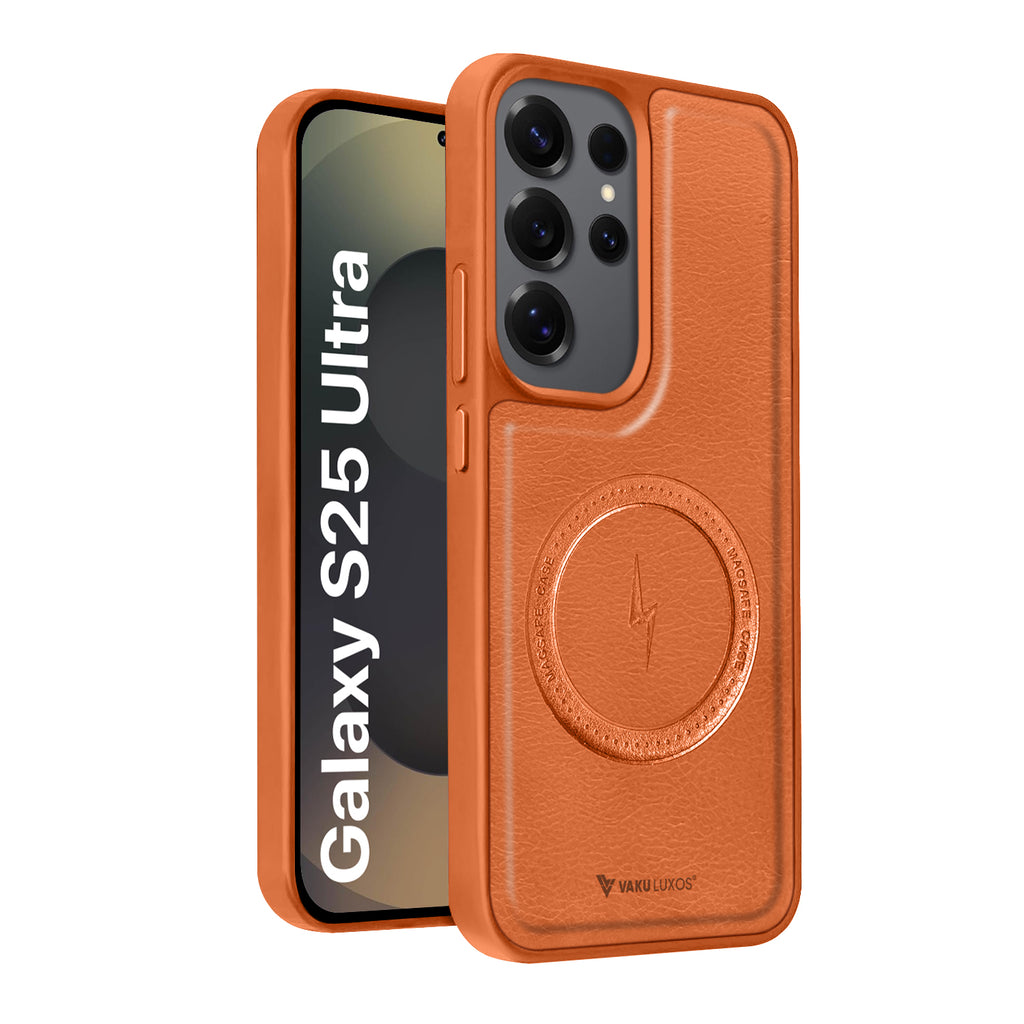 Vaku ® Samsung Galaxy S25 Ultra Maxtron Leather Stitched Magnetic Magsafe Non-Slip Grip Shockproof Back Cover