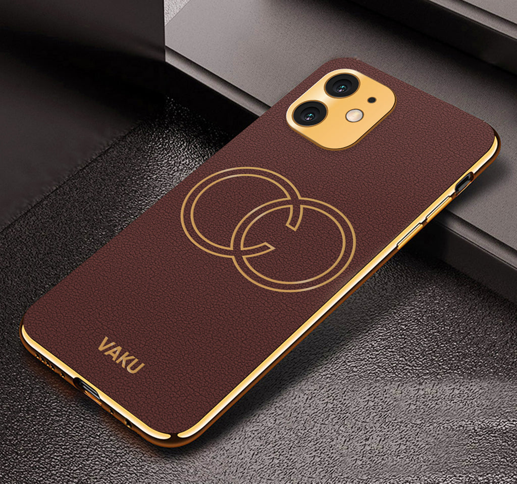 Vaku® Apple iPhone 11 Skylar Leather Pattern Gold Electroplated Soft TPU Back Cover
