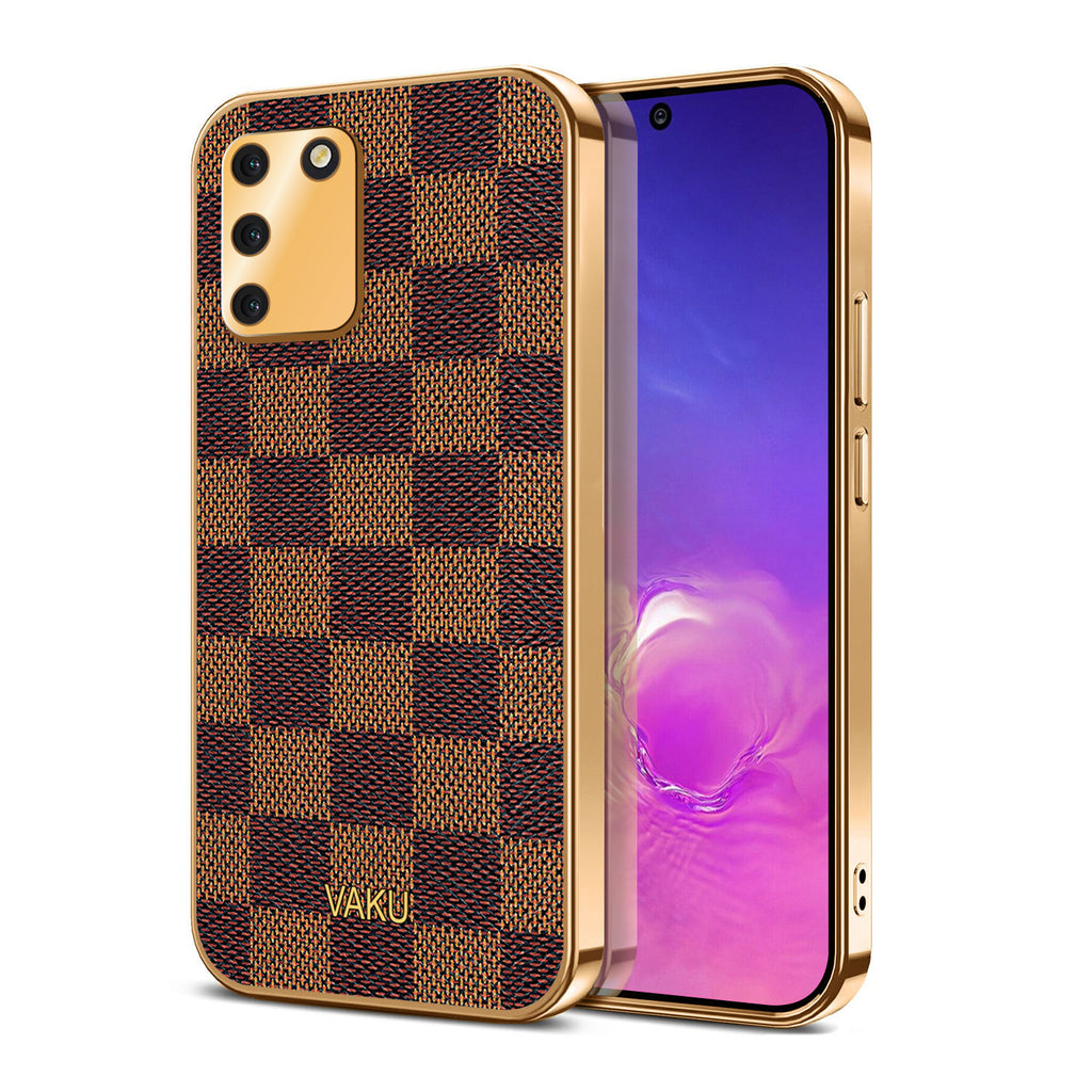 Vaku® Samsung Galaxy S10 lite Cheron Series Leather Stitched Gold Electroplated Soft TPU Back Cover