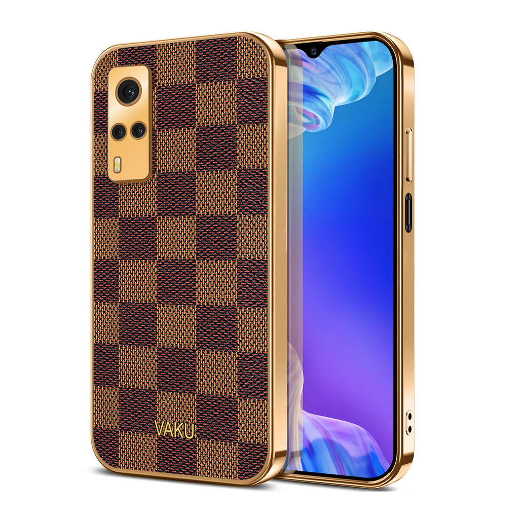 Vaku® Vivo Y53s Cheron Leather Electroplated Soft TPU Back Cover
