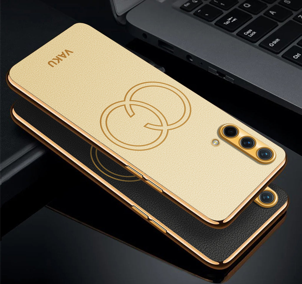 Vaku ® OnePlus Nord CE Skylar Leather Pattern Gold Electroplated Soft TPU Back Cover