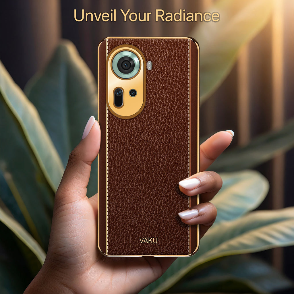 Vaku ® Oppo Reno11 5G Luxemberg Leather Pattern Gold Electroplated Soft TPU Back Cover