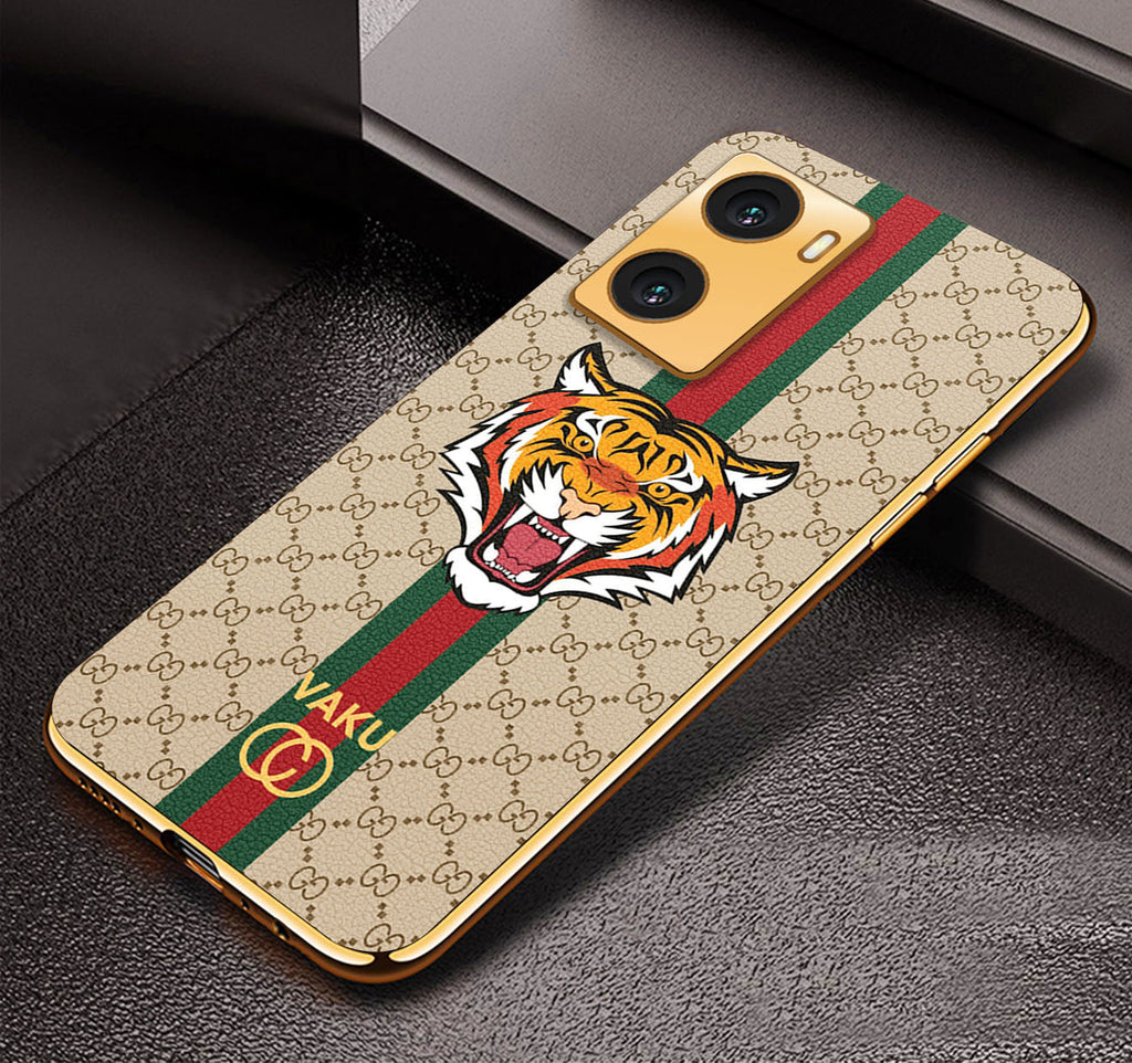 Vaku ® Oppo A77S Lynx Designer Leather Pattern Gold Electroplated Soft TPU Back Cover Case