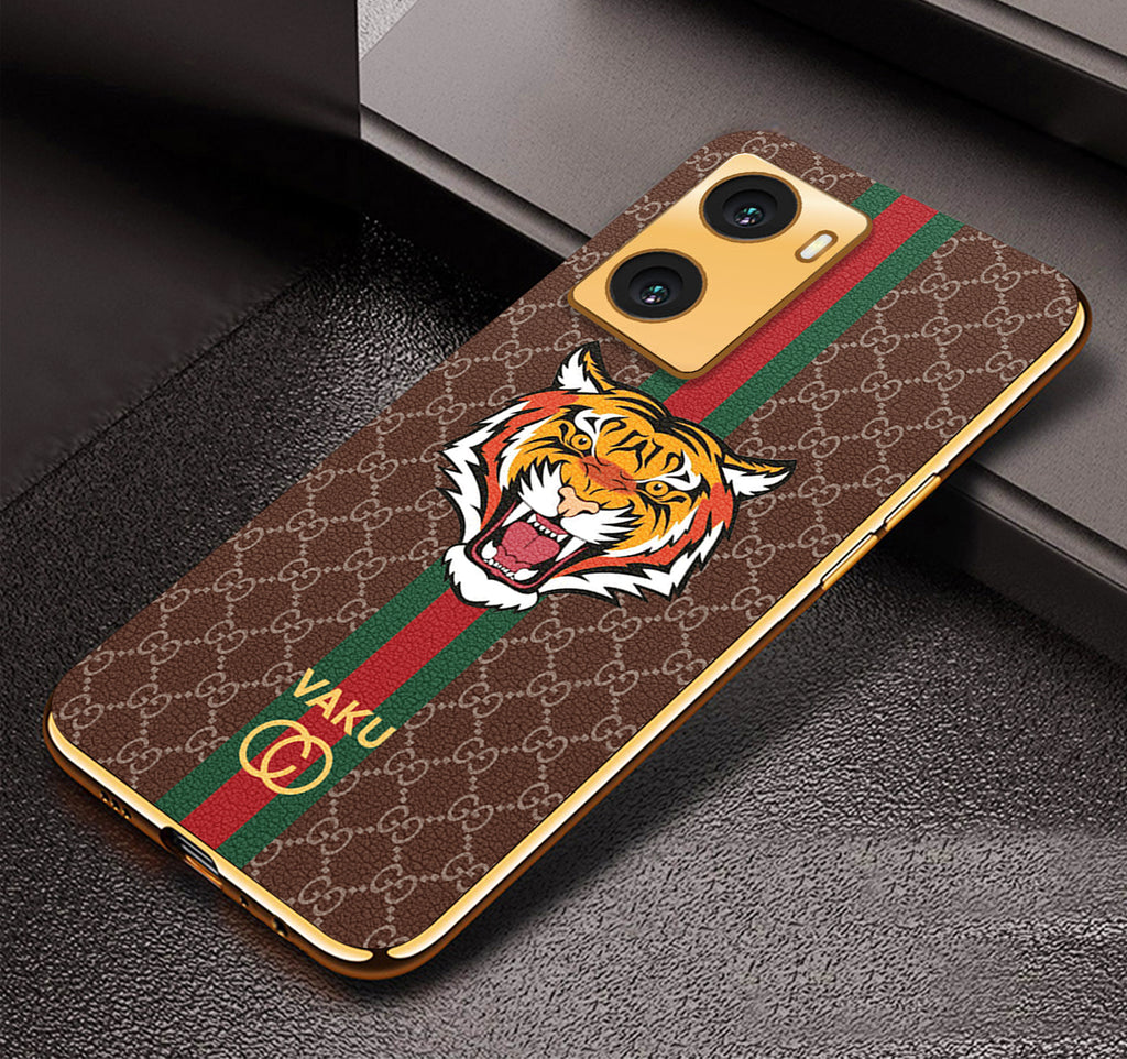 Vaku ® Oppo A57 4G Lynx Designer Leather Pattern Gold Electroplated Soft TPU Back Cover Case
