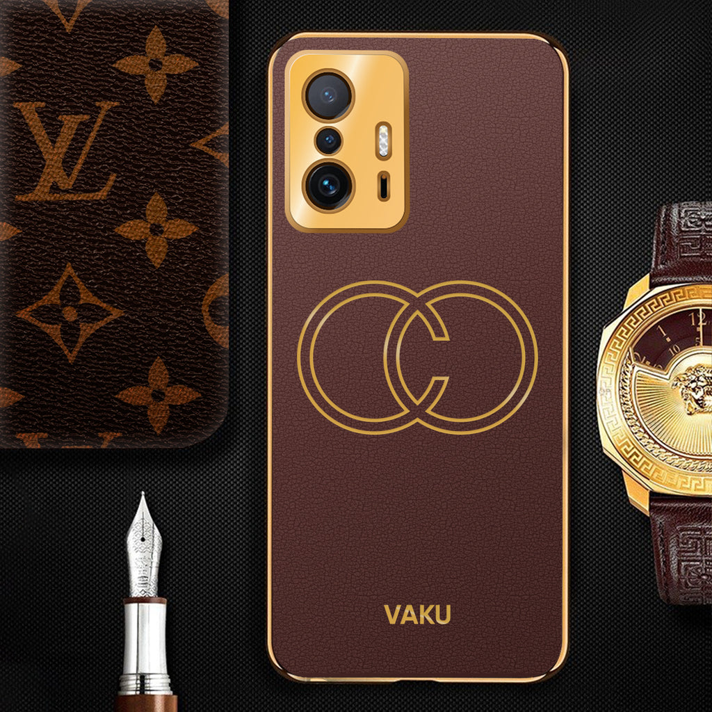 Vaku ® Xiaomi 11T Pro  5G Skylar Leather Pattern Gold Electroplated Soft TPU Back Cover