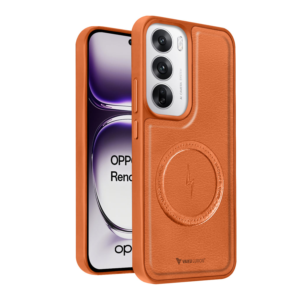 Vaku ® Oppo Reno12 5G Maxtron Leather Stitched Magnetic Magsafe Back Cover