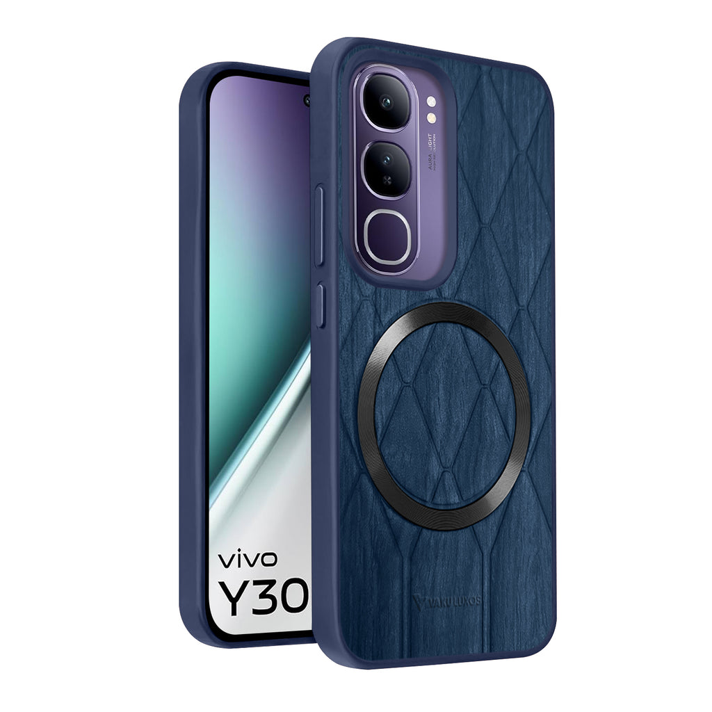Vaku ® Vivo Y300 5G Diamond Plume Pattern Magnetic Magsafe Back Cover
