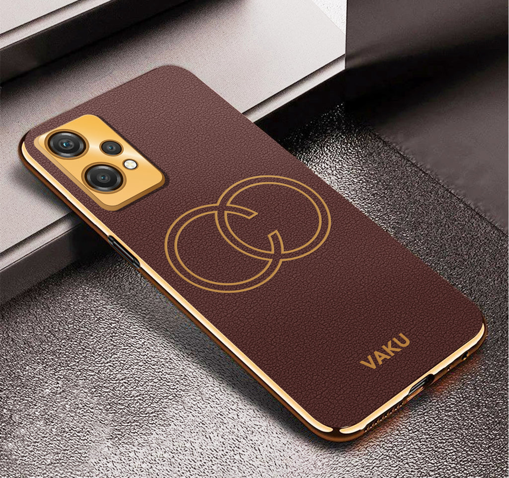 Vaku ® OnePlus Nord CE 2 Lite 5G Skylar Leather Pattern Gold Electroplated Soft TPU Back Cover