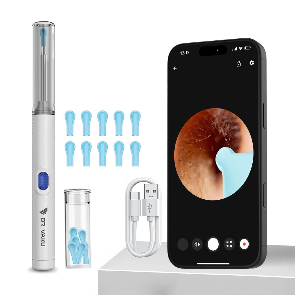 DR VAKU® Earocam Earwax Removal Tool with 1080p Wireless Camera Waterproof Visual Ear Scope Compatible with Android,iOS - Black
