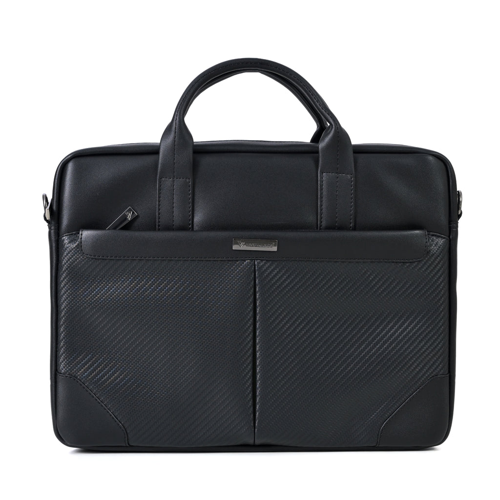 Vaku Luxos® MCQUINN Carbon 14 inch Laptop Bag Premium PU Leather Laptop Sleeve Messenger Bag For Men and Women