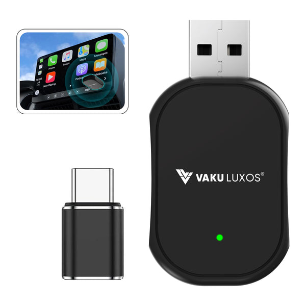 Vaku Luxos ® DASHELITE 2-in-1 Wireless Car Receiver For Wired Android Auto/CarPlay Conversion