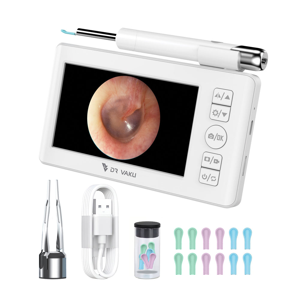 DR VAKU ® ENTSIGHT Pro Digital Otoscope Smart Ear Cleaner Inspection Kit with Wireless Display Screen HD Camera 6 LED Lights for Nose, Throat, Dental, Skin Video Recording Monitor + 13 Silicone Tips Free