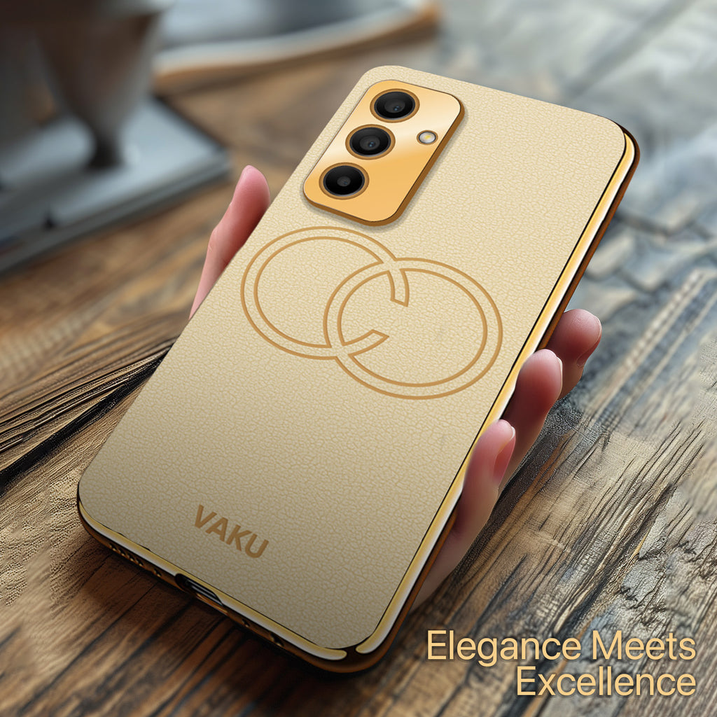 Vaku ® Samsung Galaxy A24 4G Skylar Leather Pattern Gold Electroplated Soft TPU Back Cover