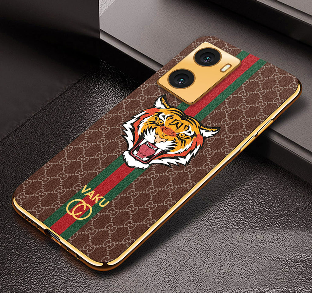 Vaku ® Oppo A77S Lynx Designer Leather Pattern Gold Electroplated Soft TPU Back Cover Case