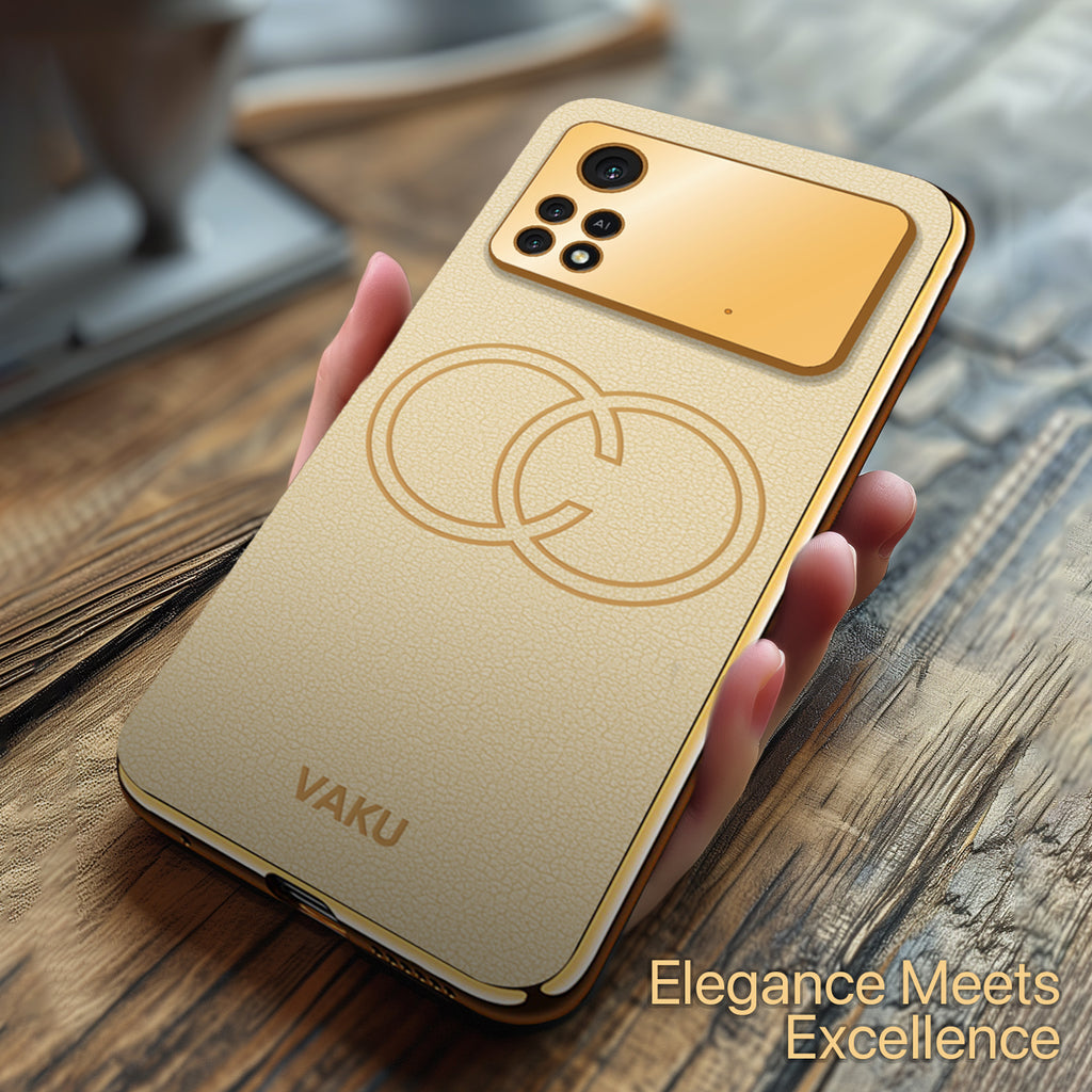 Vaku ® Xiaomi Redmi M4 Pro Skylar Series Leather Stitched Gold Electroplated Soft TPU Back Cover