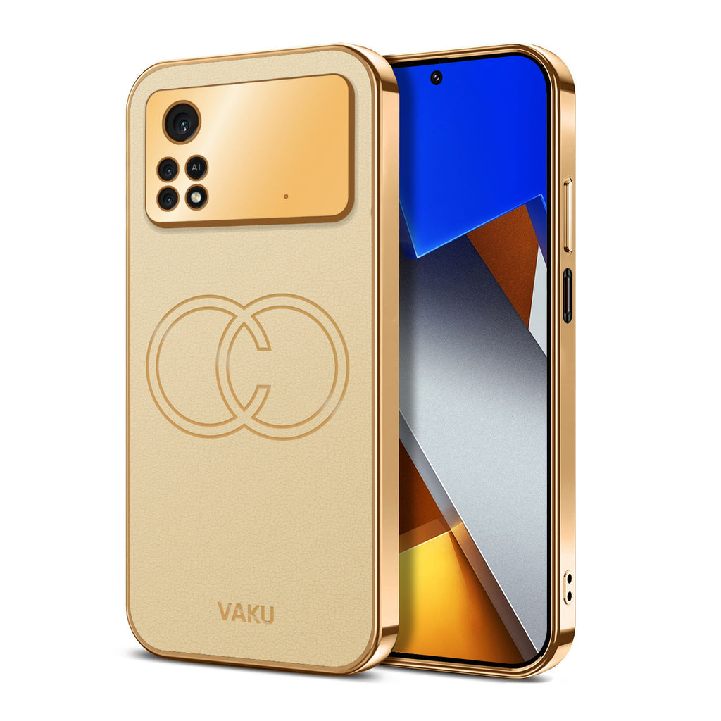 Vaku ® Xiaomi Redmi M4 Pro Skylar Series Leather Stitched Gold Electroplated Soft TPU Back Cover