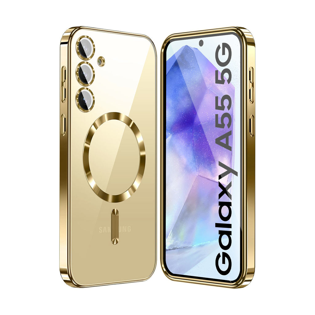 Vaku ® Samsung Galaxy A55 5G Luxury Electroplated Magnetic Magsafe Camera Protection TPU Back Cover Case