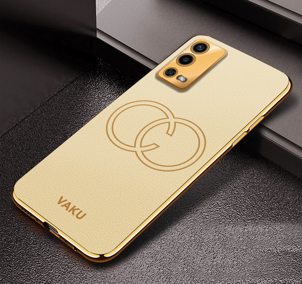 Vaku ® Oppo A55 Skylar Leather Pattern Gold Electroplated Soft TPU Back Cover