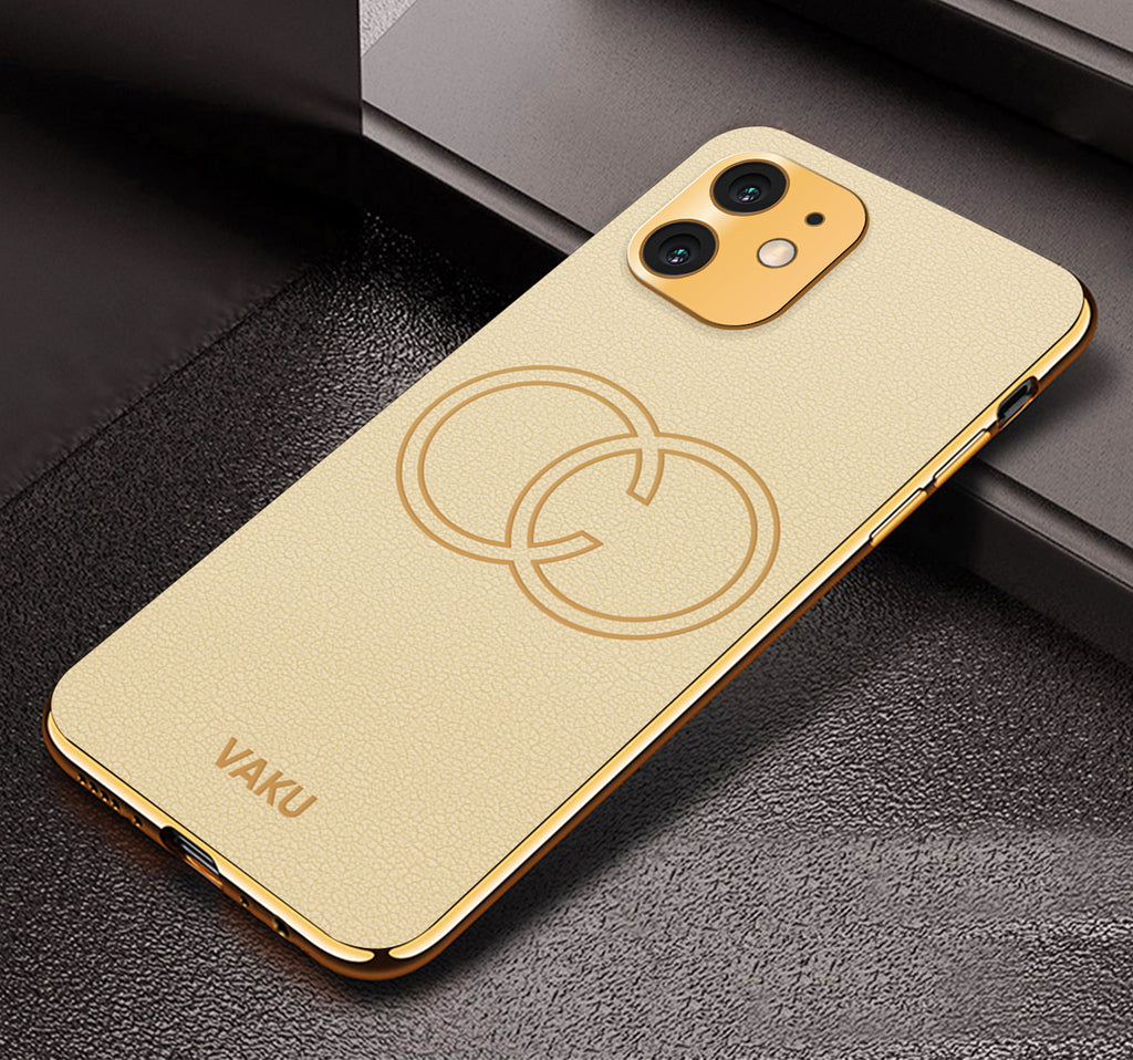 Vaku® Apple iPhone 11 Skylar Leather Pattern Gold Electroplated Soft TPU Back Cover