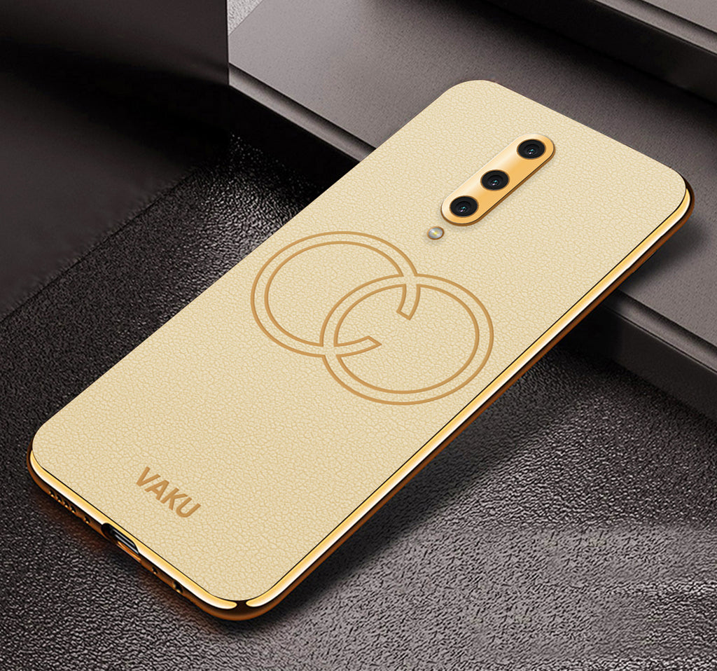 Vaku® OnePlus 8 Skylar Leather Pattern Gold Electroplated Soft TPU Back Cover
