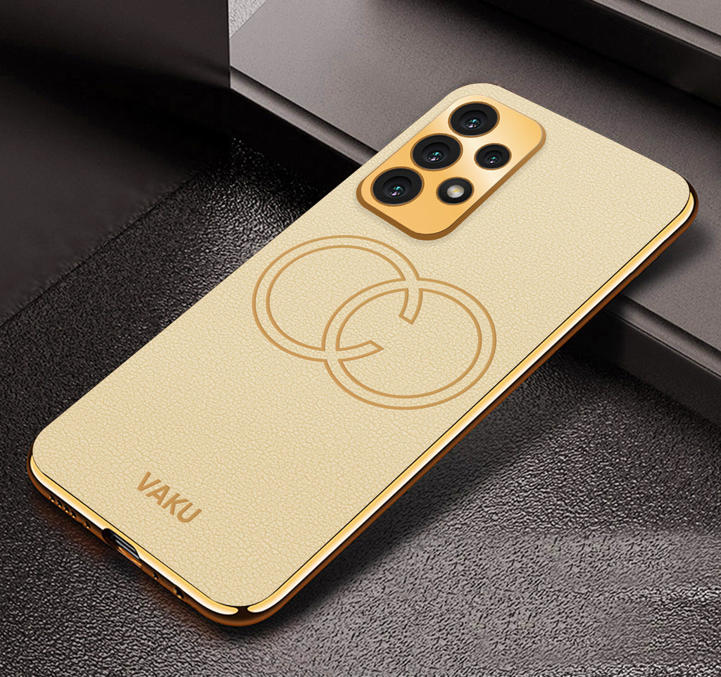 Vaku® Samsung Galaxy A53 5G Skylar Leather Pattern Gold Electroplated Soft TPU Back Cover