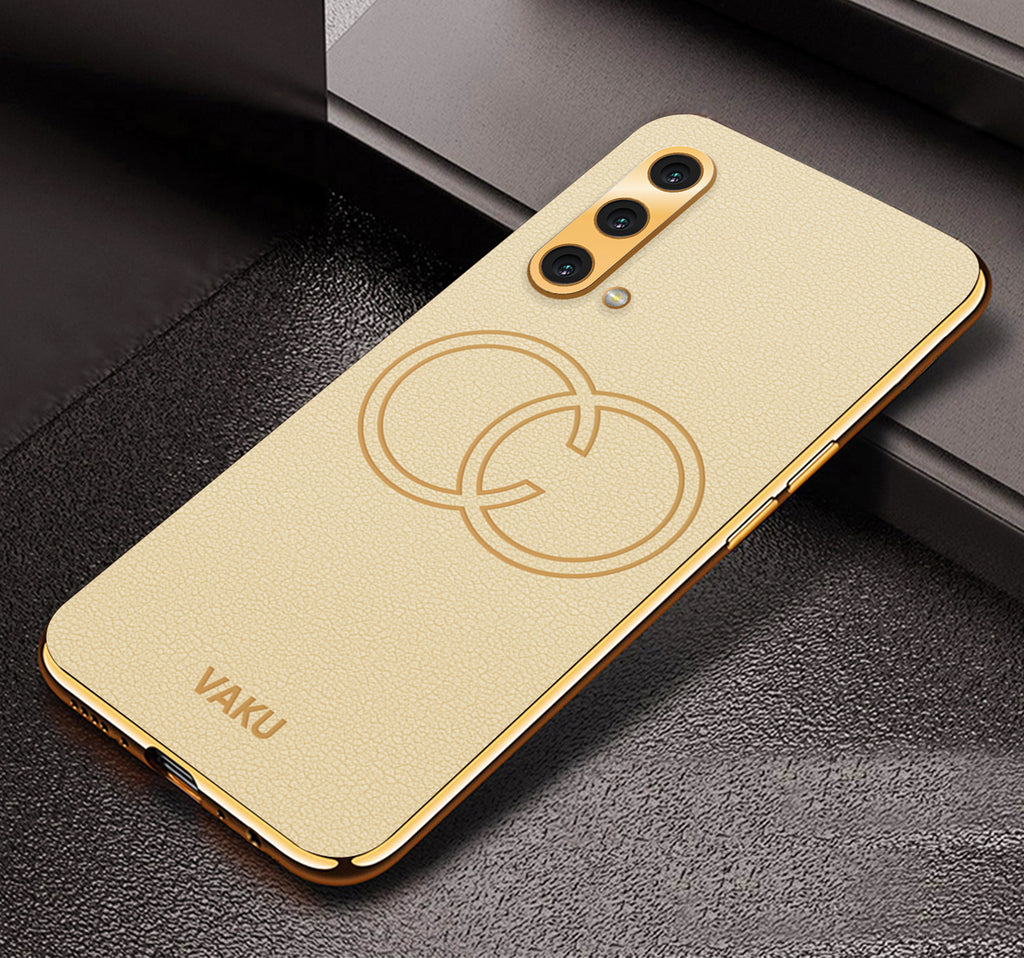 Vaku® OnePlus Nord CE Skylar Leather Pattern Gold Electroplated Soft TPU Back Cover