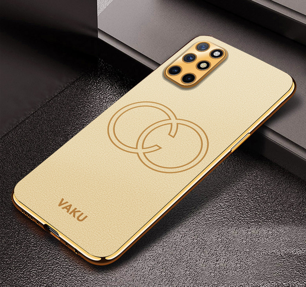 Vaku® OnePlus 8T Skylar Leather Pattern Gold Electroplated Soft TPU Back Cover
