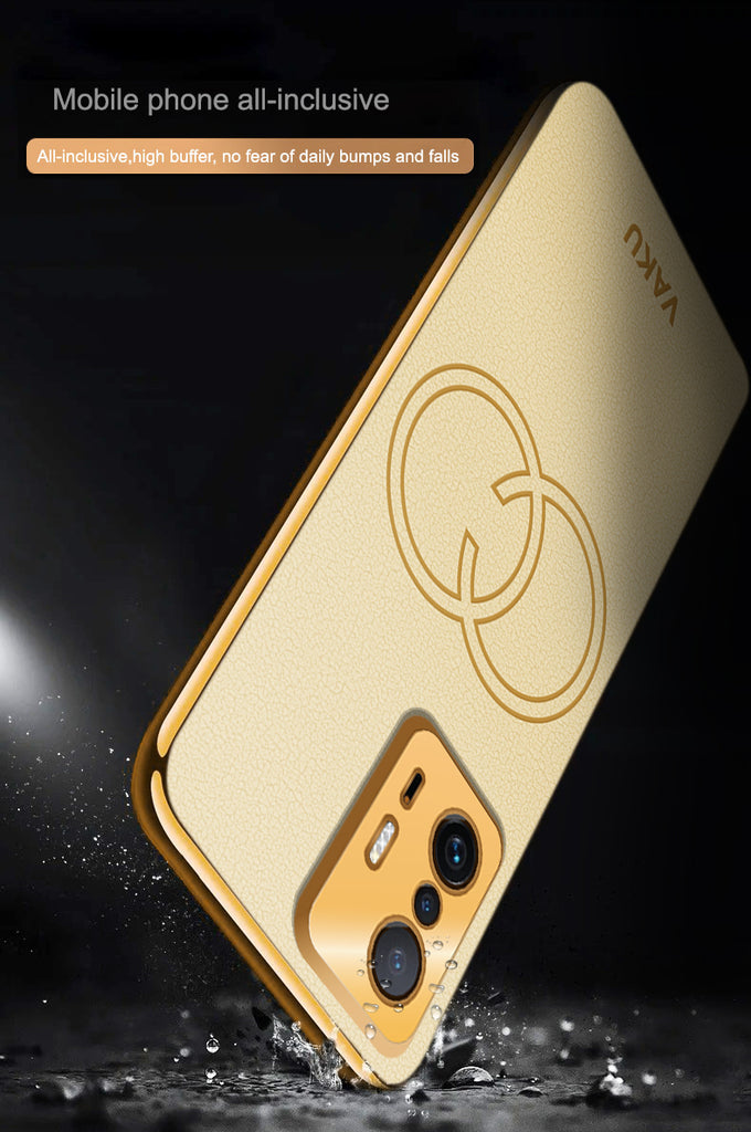 Vaku ® Xiaomi 11T Pro  5G Skylar Leather Pattern Gold Electroplated Soft TPU Back Cover