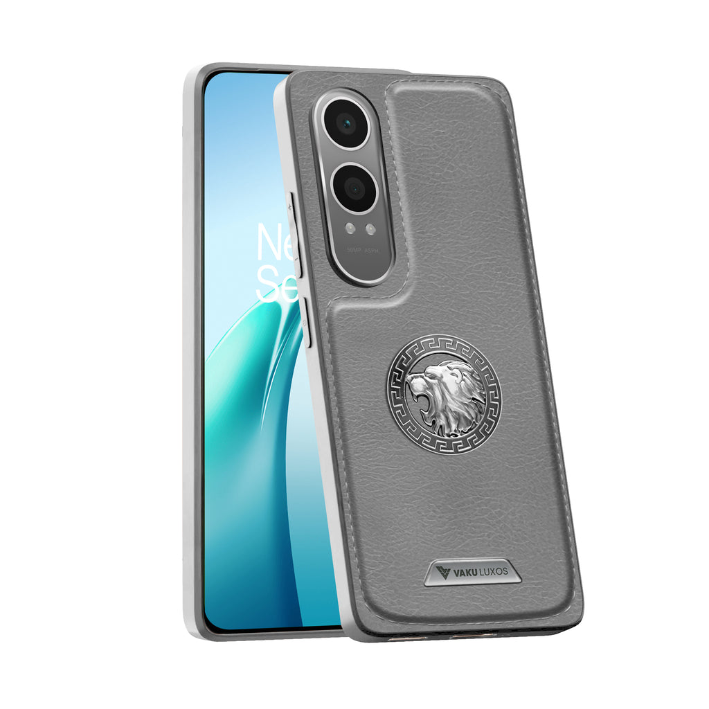 Vaku ® OnePlus Nord CE4 Lite 5G Regal Shield Metal Lion Engraved Leather Back Cover