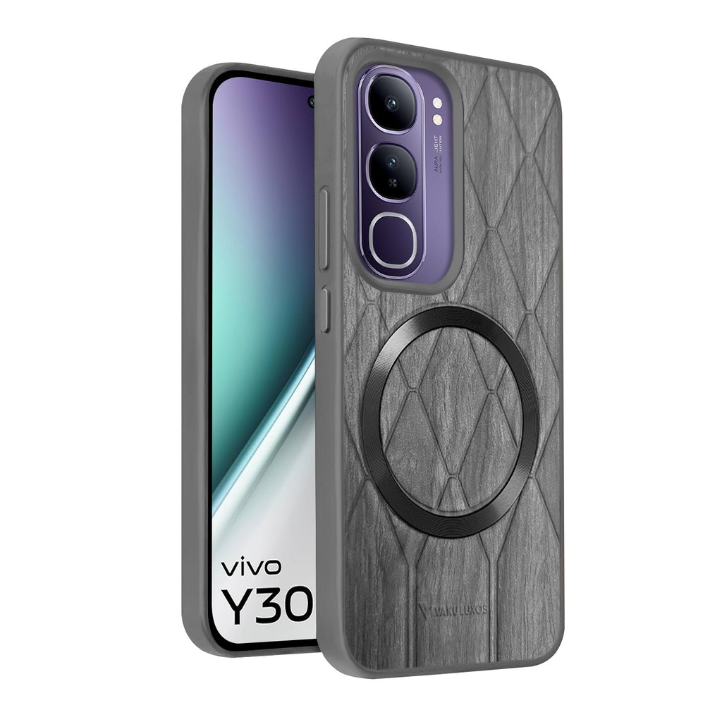 Vaku ® Vivo Y300 5G Diamond Plume Pattern Magnetic Magsafe Back Cover