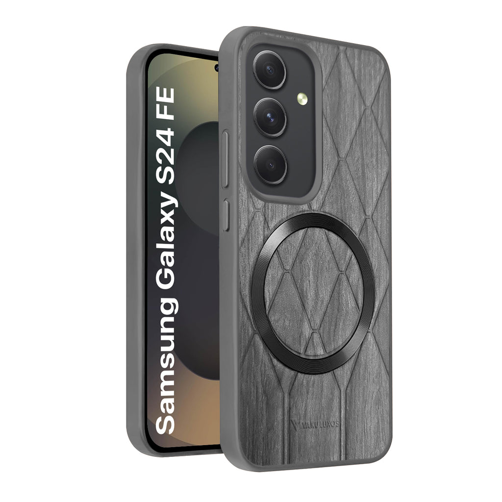 Vaku ® Samsung Galaxy S24 FE Diamond Plume Pattern Magnetic Magsafe Matte Soft-Touch Texture Back Cover