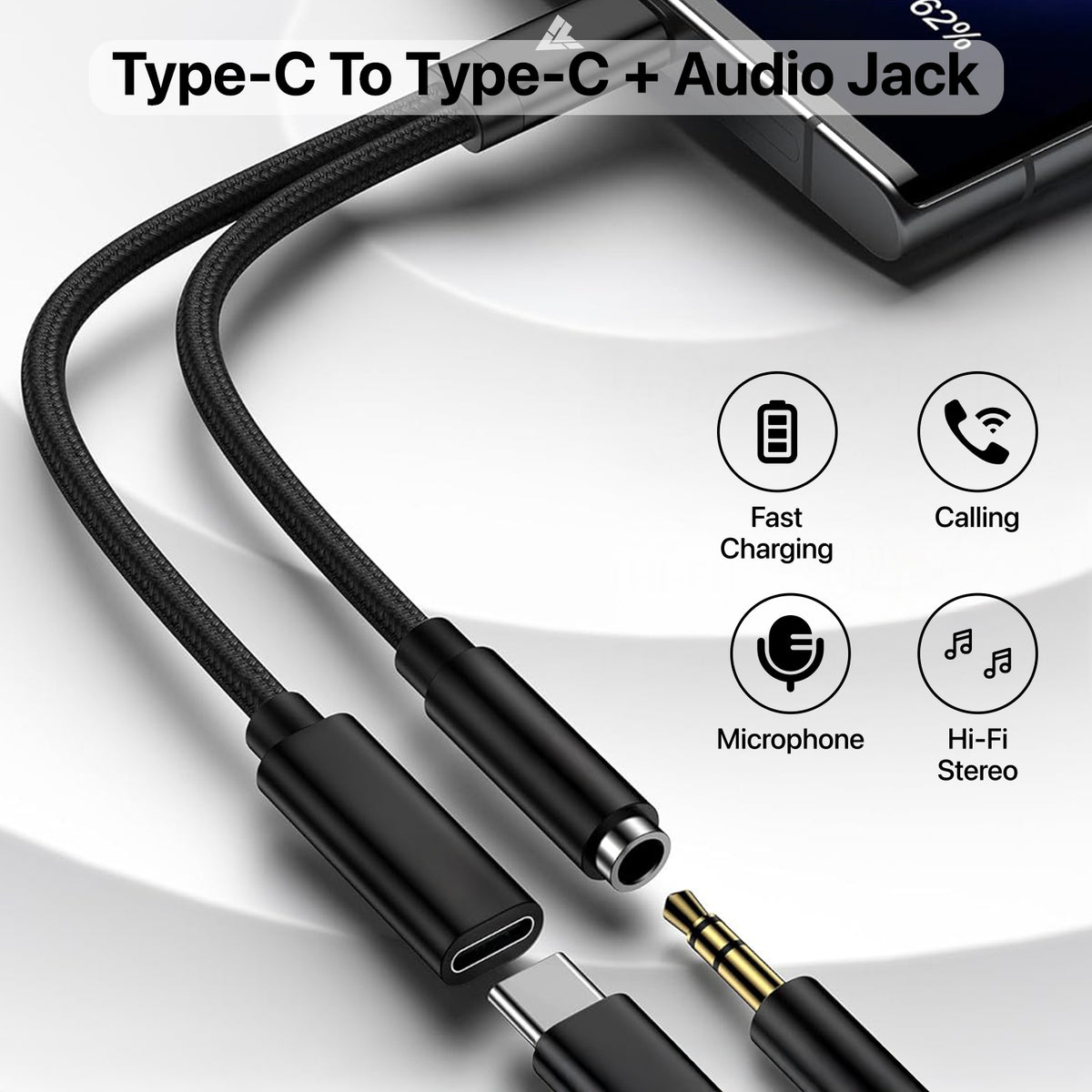 Vaku Luxos ® PROCODER Type-C to Type-C + 3.5mm DAC Audio Converter | A