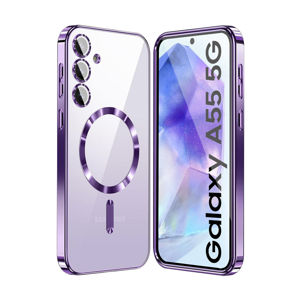 Vaku ® Samsung Galaxy A55 5G Luxury Electroplated Magnetic Magsafe Camera Protection TPU Back Cover Case