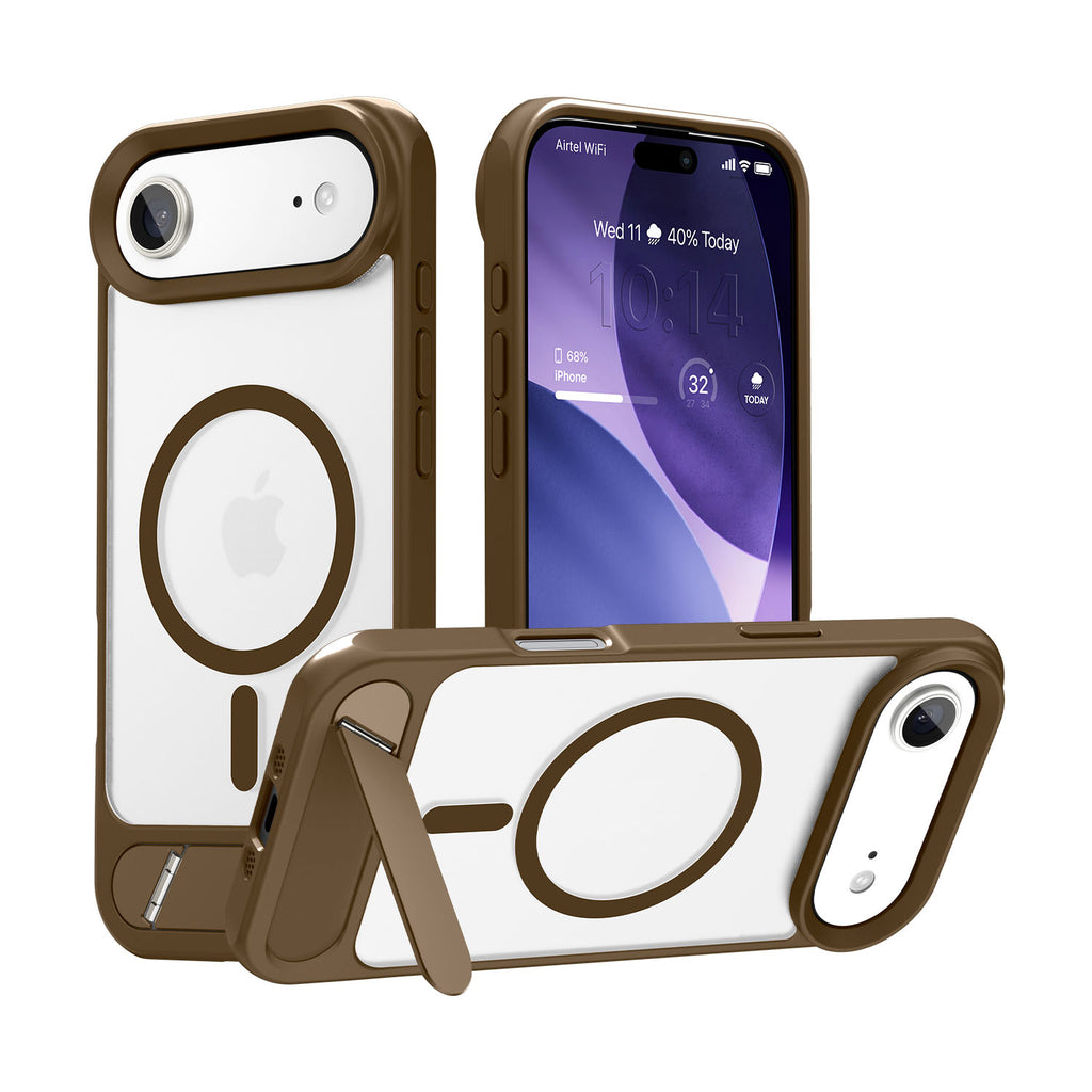 Vaku Luxos ® Apple iPhone 17 Air Zennix Magpro Scratch Resistant Camera Screen Protector Case with Stand Holder Shockproof Protective Back cover