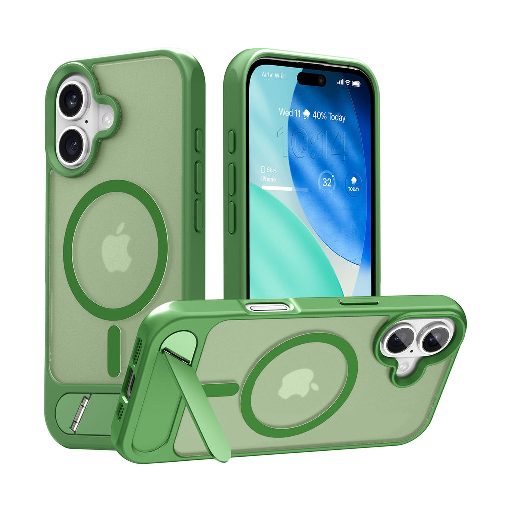 Vaku Luxos ® Apple iPhone 17 Zennix Magpro Scratch Resistant Camera Screen Protector Case with Stand Holder Shockproof Protective Back cover